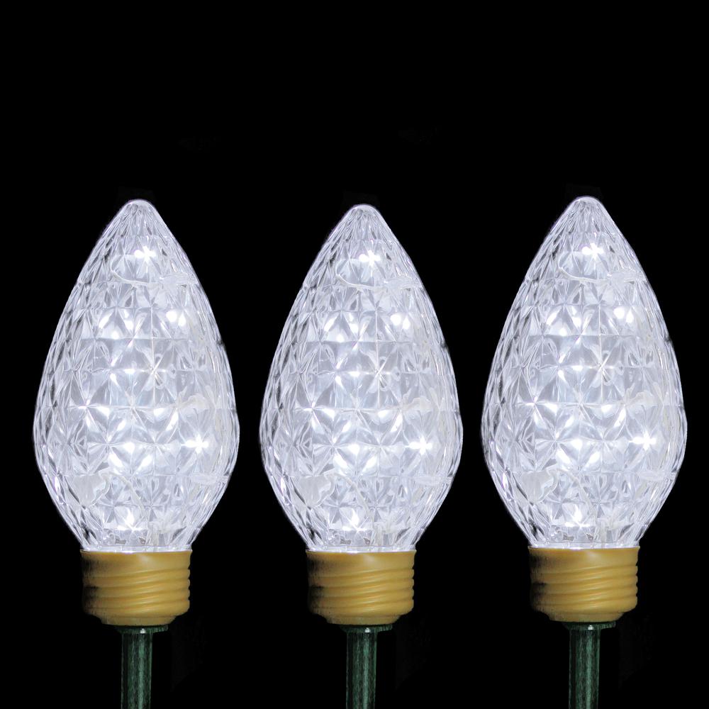 Set of 3 Lighted LED C9 Bulb Christmas Pathway Marker Lawn Stakes - Clear Lights. Picture 2