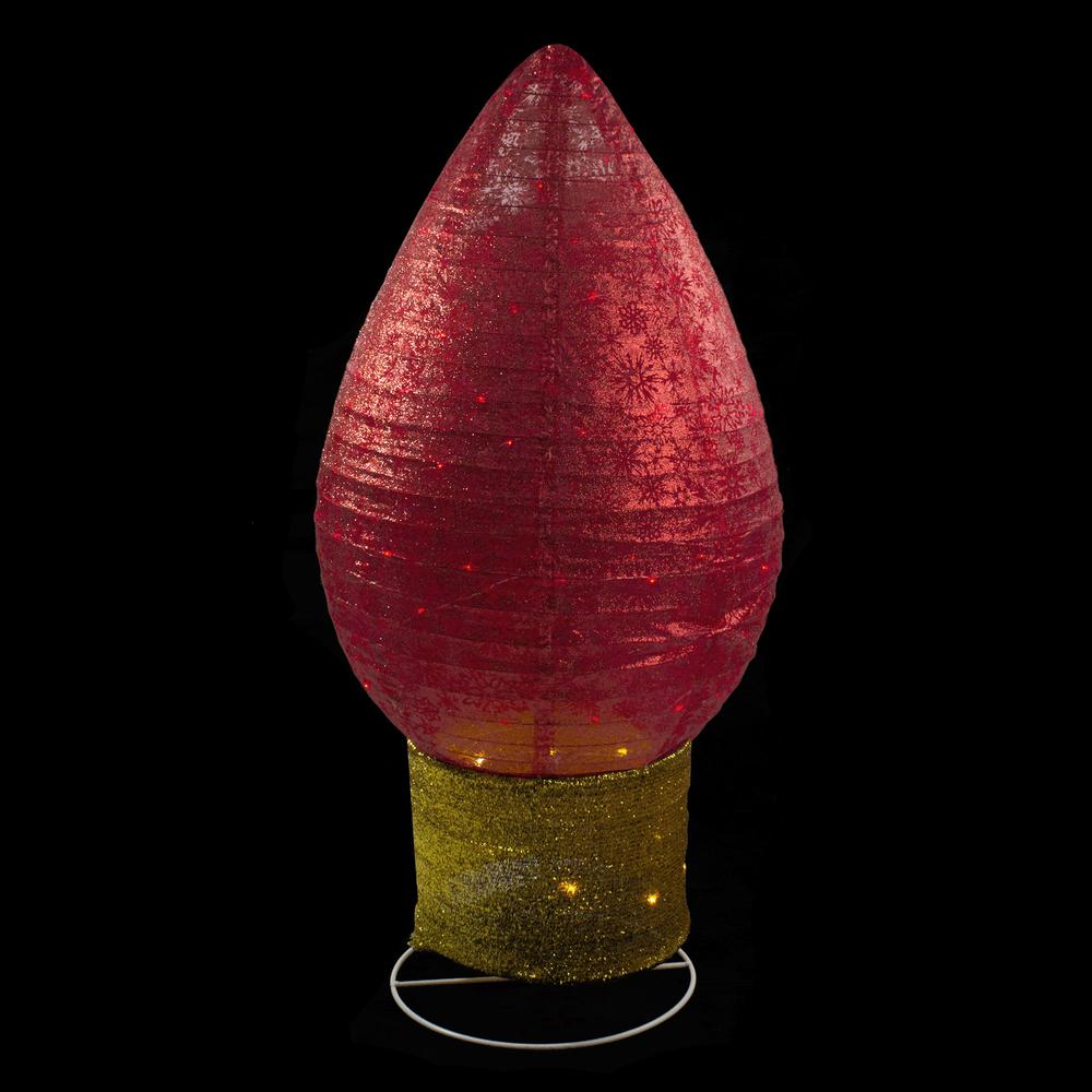 42" Red and Yellow Pre-Lit LED Twinkling Glitter Light Bulb Christmas Outdoor Decor. Picture 2