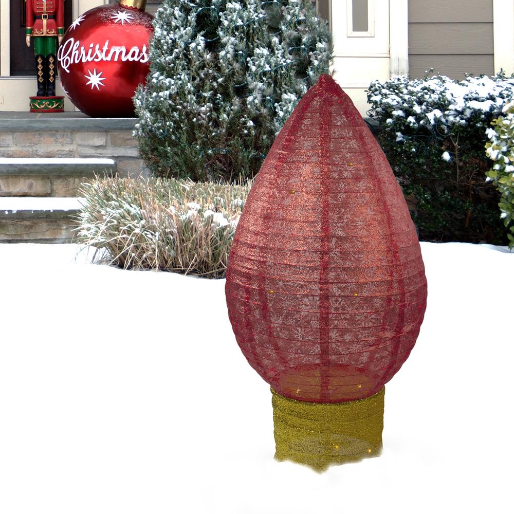 42" Red and Yellow Pre-Lit LED Twinkling Glitter Light Bulb Christmas Outdoor Decor. Picture 3