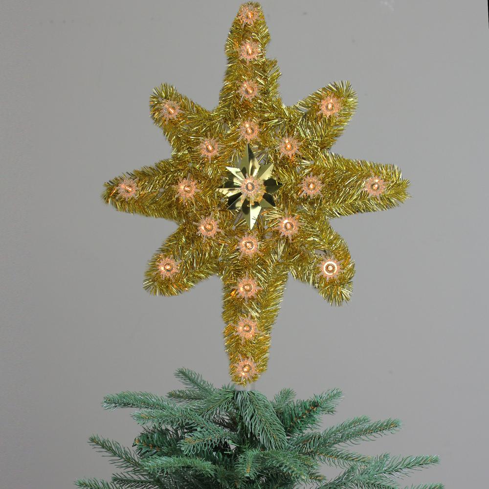 21" Gold Star of Bethlehem Christmas Tree Topper - Clear Lights. Picture 3