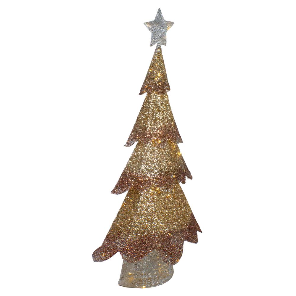 46-Inch LED Lighted Bronze Gold Mesh Christmas Tree Outdoor Decoration. Picture 4