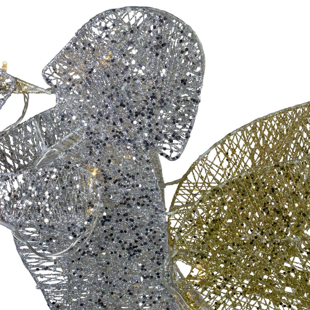 46" Silver and Gold Lighted 3-D Glittered Angel Christmas Outdoor Decoration - Clear Lights. Picture 3
