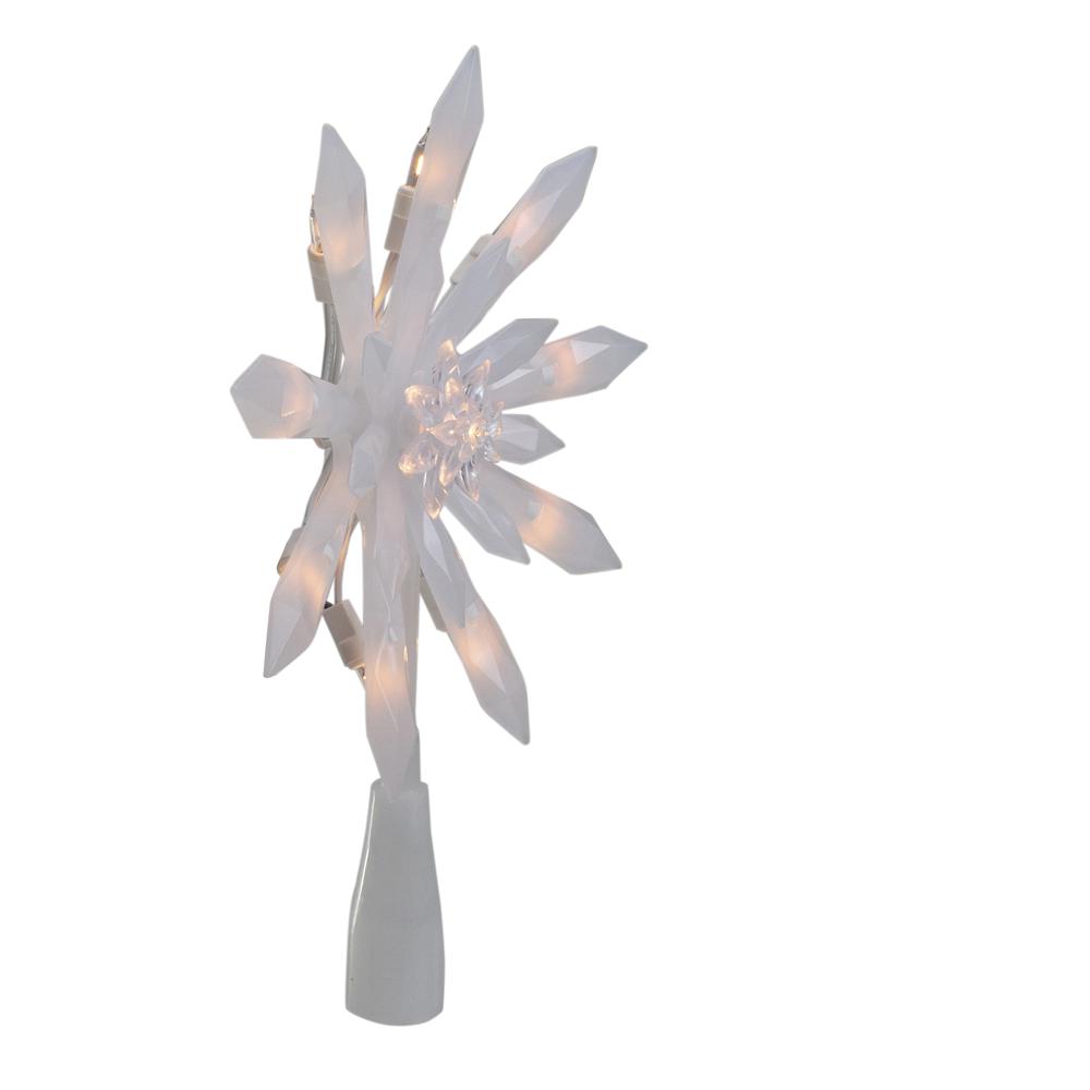 9" Lighted White Snowflake Christmas Tree Topper - Clear Lights. Picture 2
