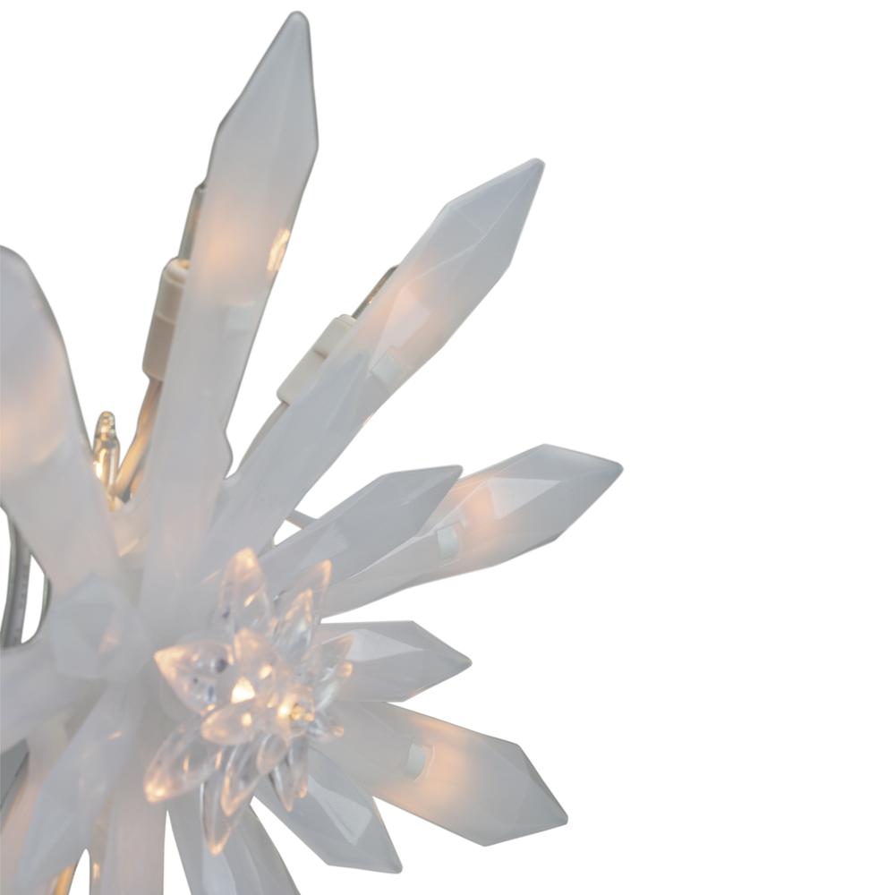 9" Lighted White Snowflake Christmas Tree Topper - Clear Lights. Picture 3