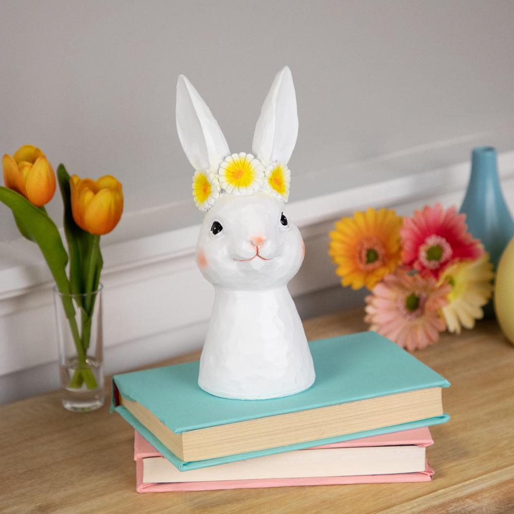 Easter Bunny Bust with Daisy Flower Crown - 9" - White. Picture 6