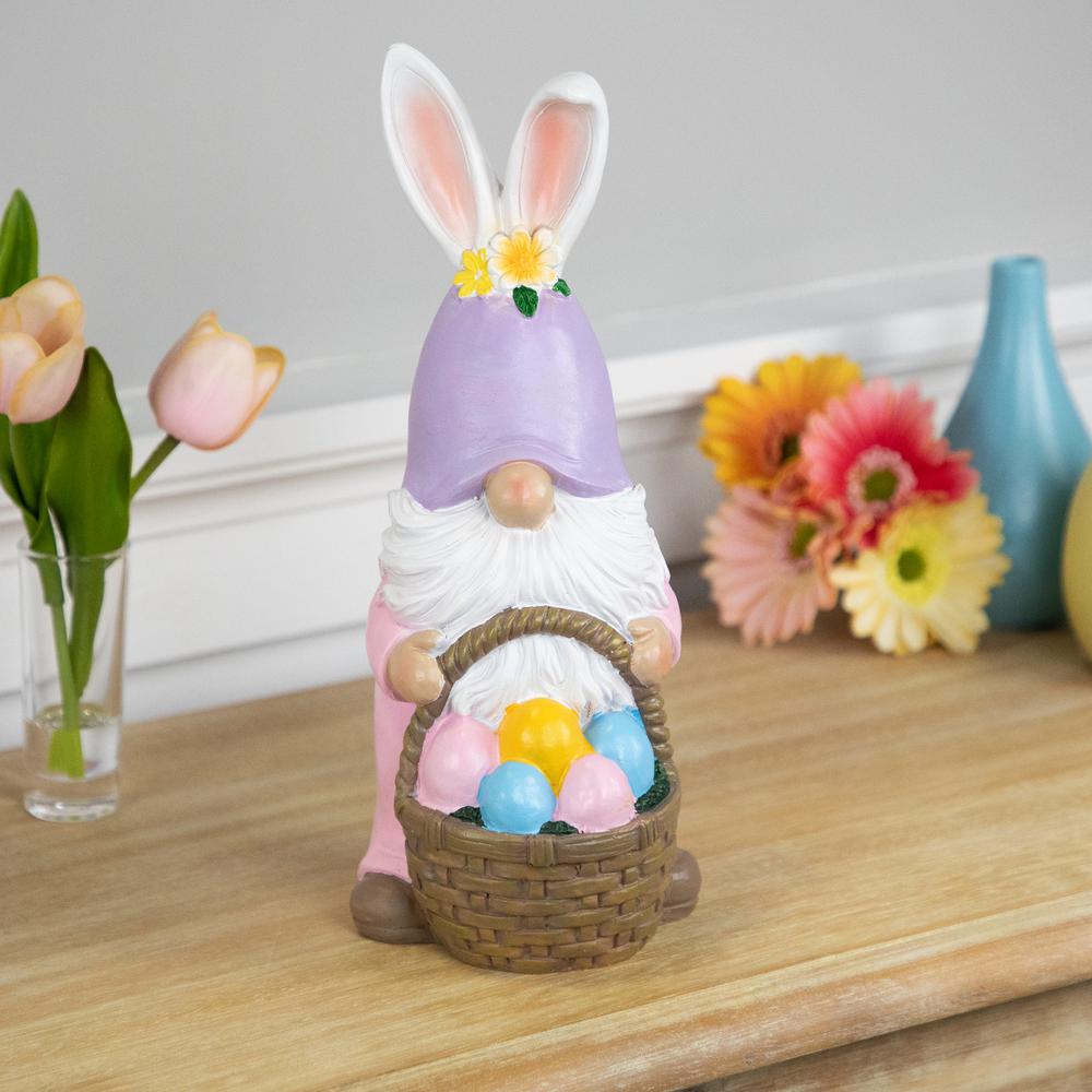 Easter Bunny Gnome with Egg Basket Figurine - 11.5". Picture 6