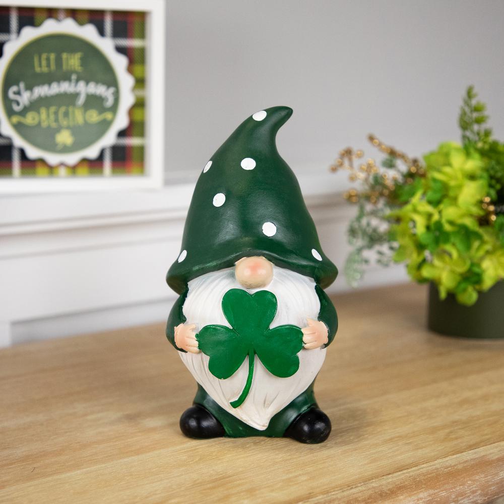 Shamrock Gnome St. Patrick's Day Outdoor Garden Statue - 7.75". Picture 6