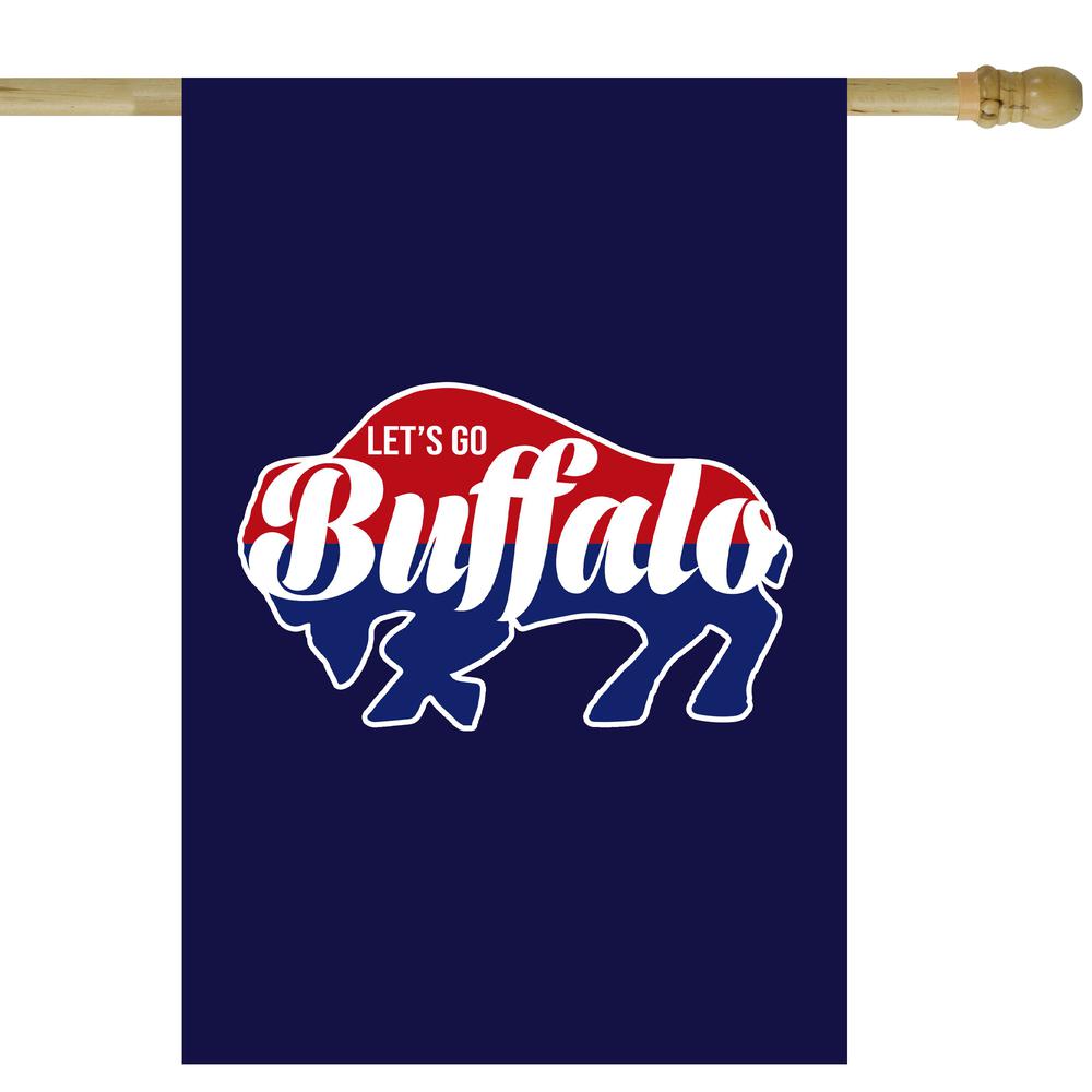 Blue and Red Buffalo Outdoor House Flag 40" x 28". Picture 1