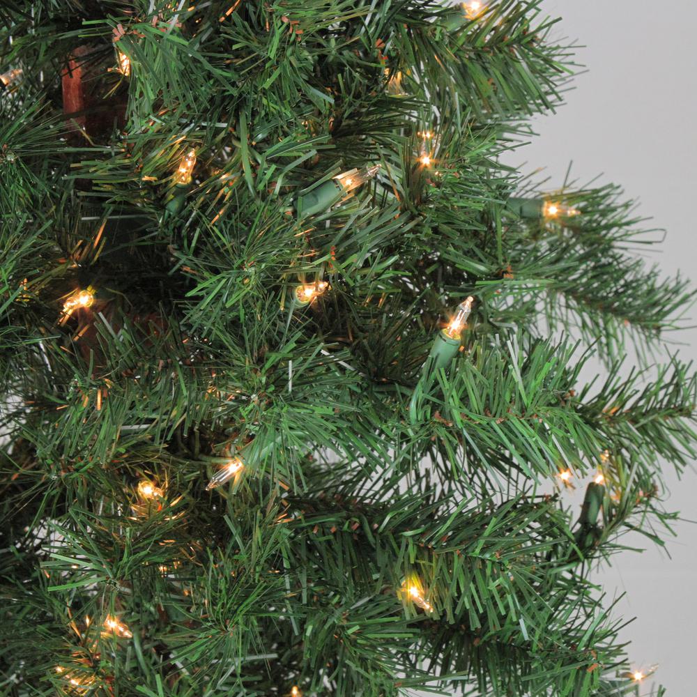 Set of 3 Pre-Lit Woodland Alpine Artificial Christmas Trees 5' - Clear Lights. Picture 2