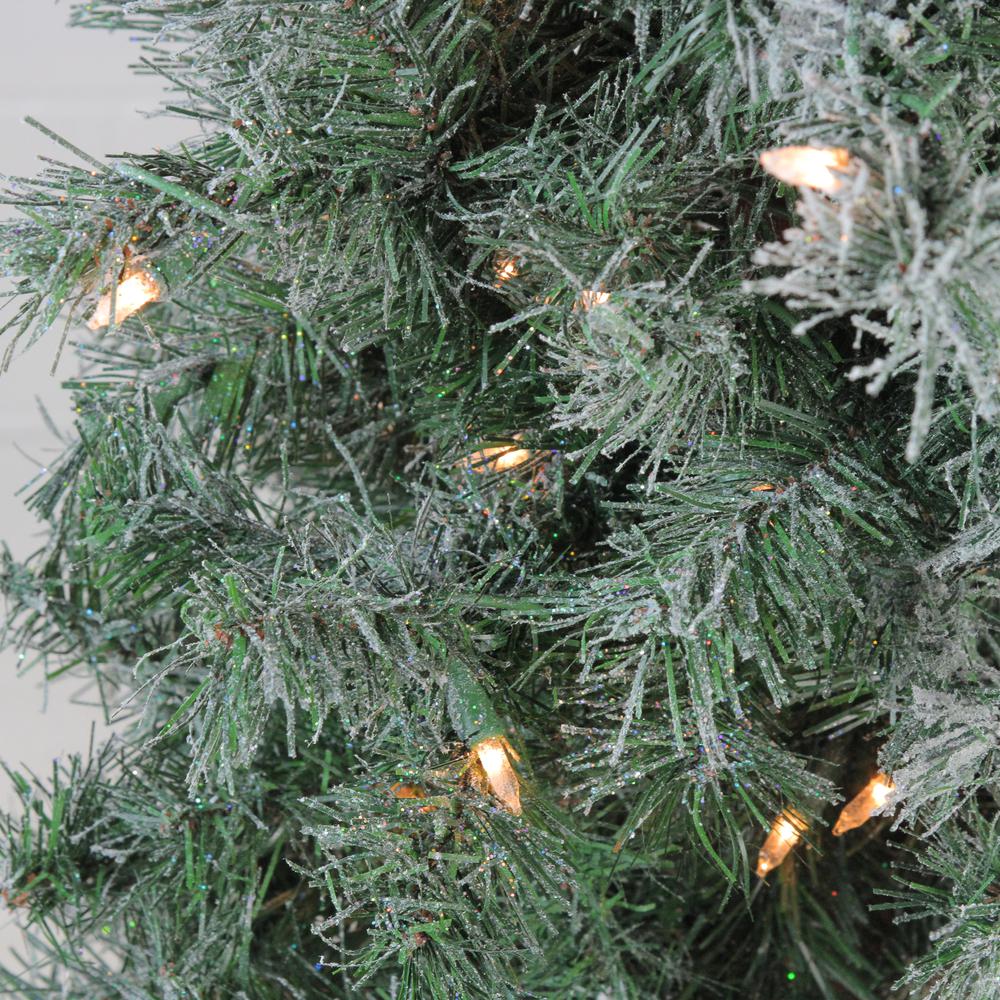 5ft Pre-Lit Flocked Woodland Alpine Artificial Christmas Tree - Clear Lights. Picture 2