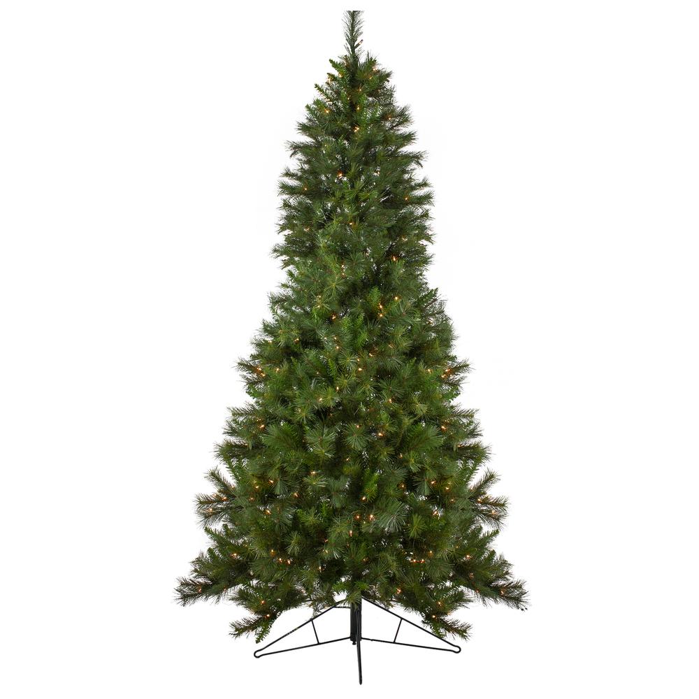 7.5' Pre-Lit Slim Canyon Pine Half Wall Artificial Christmas Tree - Clear Lights. Picture 1