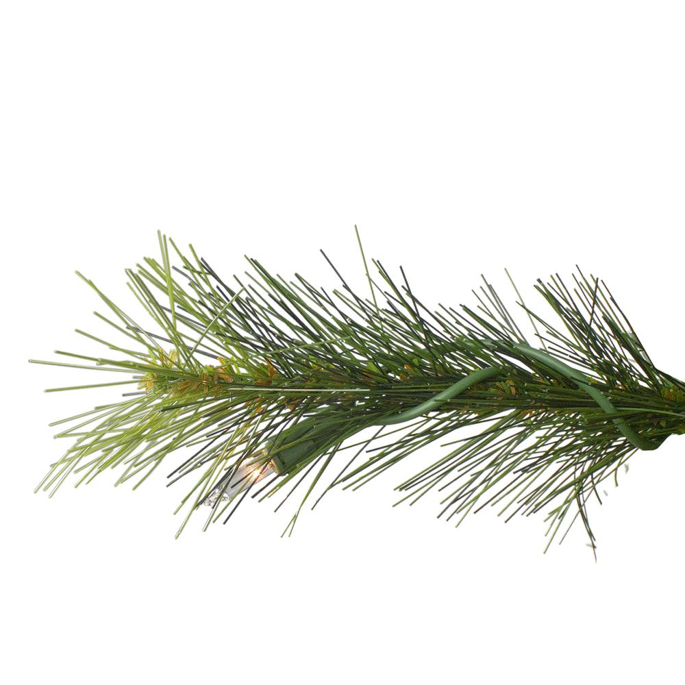 7.5' Pre-Lit Slim Canyon Pine Half Wall Artificial Christmas Tree - Clear Lights. Picture 5