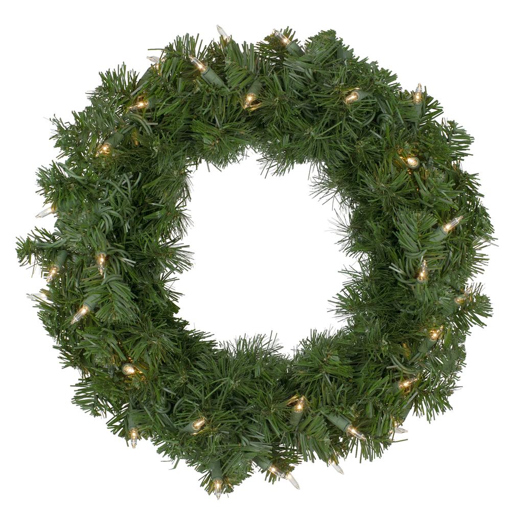 Deluxe Windsor Pine Artificial Christmas Wreath - 16-Inch  Clear Lights. Picture 1