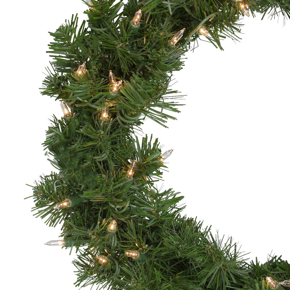 18" Deluxe Windsor Pine Artificial Christmas Wreath - Clear Lights. Picture 2