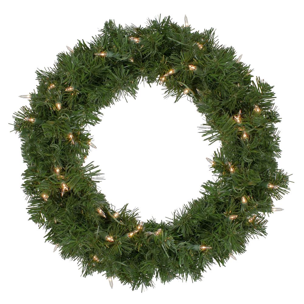18" Deluxe Windsor Pine Artificial Christmas Wreath - Clear Lights. Picture 1