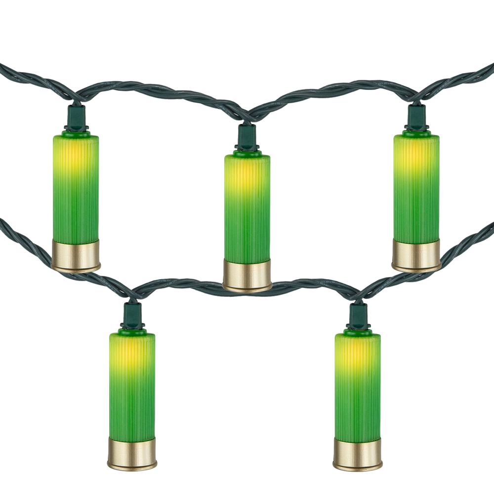 10-Count Green and Gold Shotgun Shells Patio Light Set  6 ft Green Wire. Picture 2
