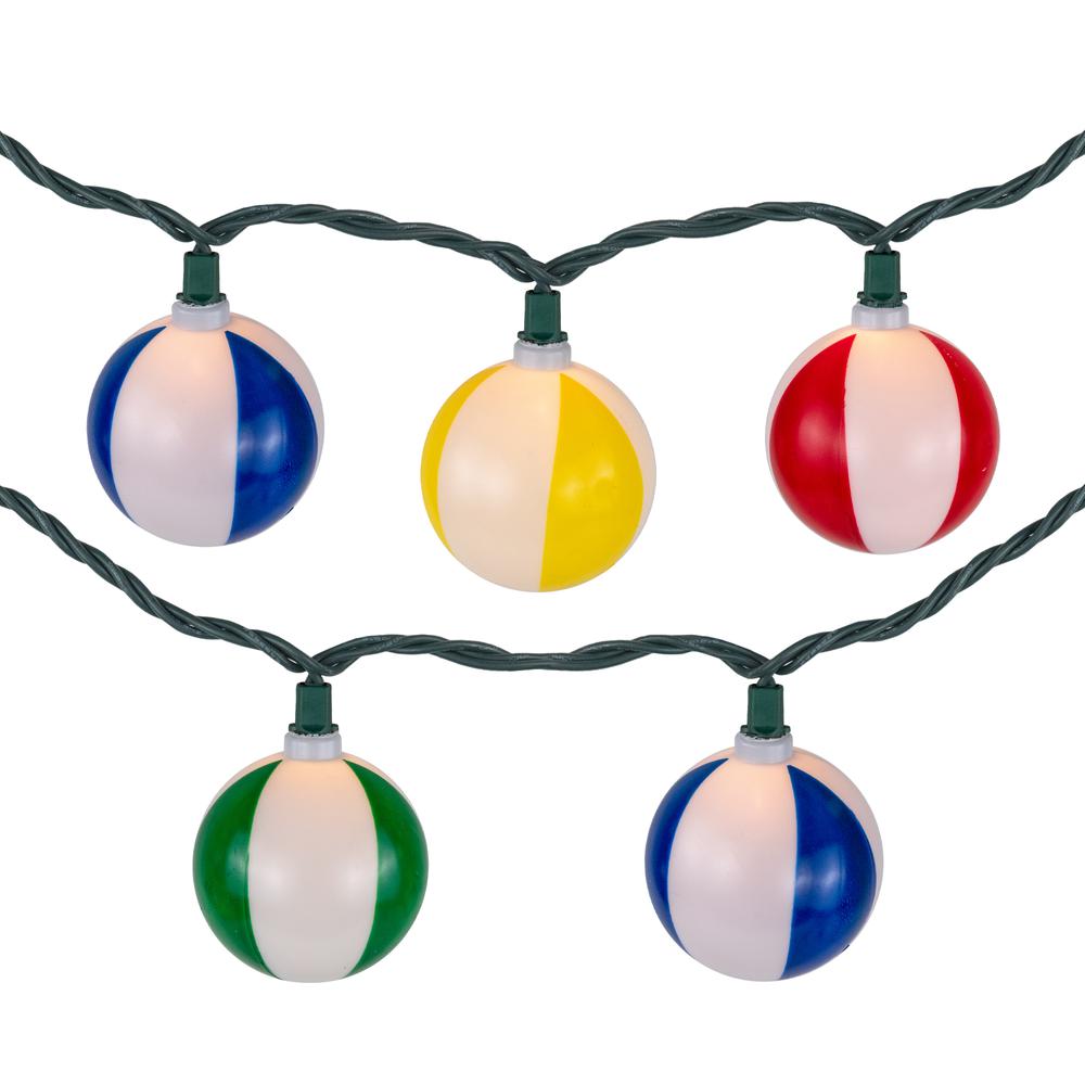10-Count Beach Ball Patio Light Set  6ft Green Wire. Picture 2