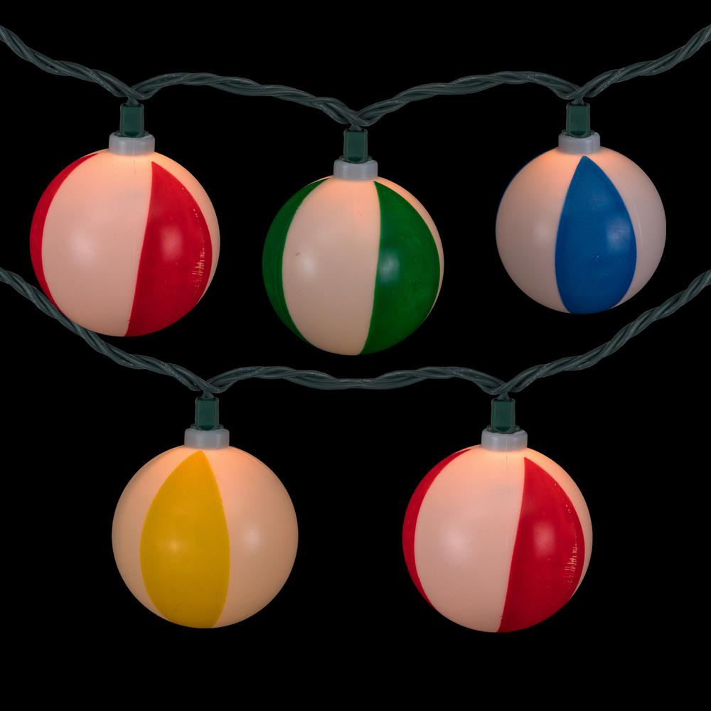 10-Count Beach Ball Patio Light Set  6ft Green Wire. Picture 5