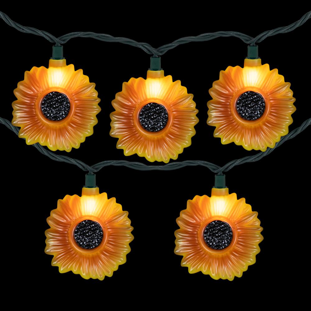 10-Count Sunflower Patio Light Set  6ft Green Wire. Picture 4