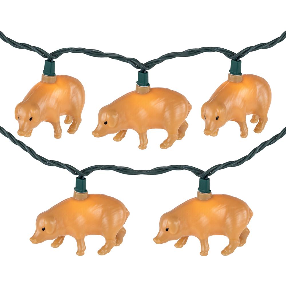 10-Count Pig Patio Light Set  5.75ft Green Wire. Picture 2