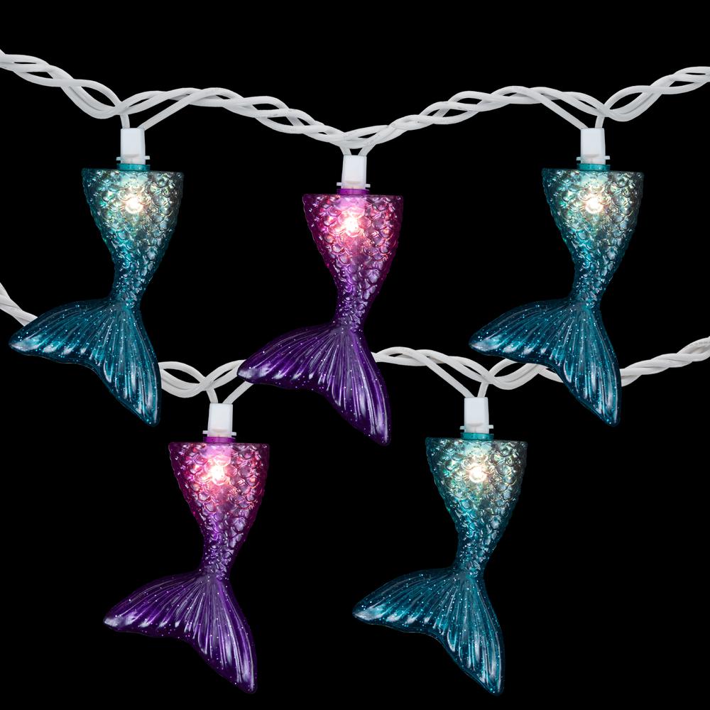 10-Count Purple and Blue Mermaid Tail Patio Light Set  6 ft White Wire. Picture 5
