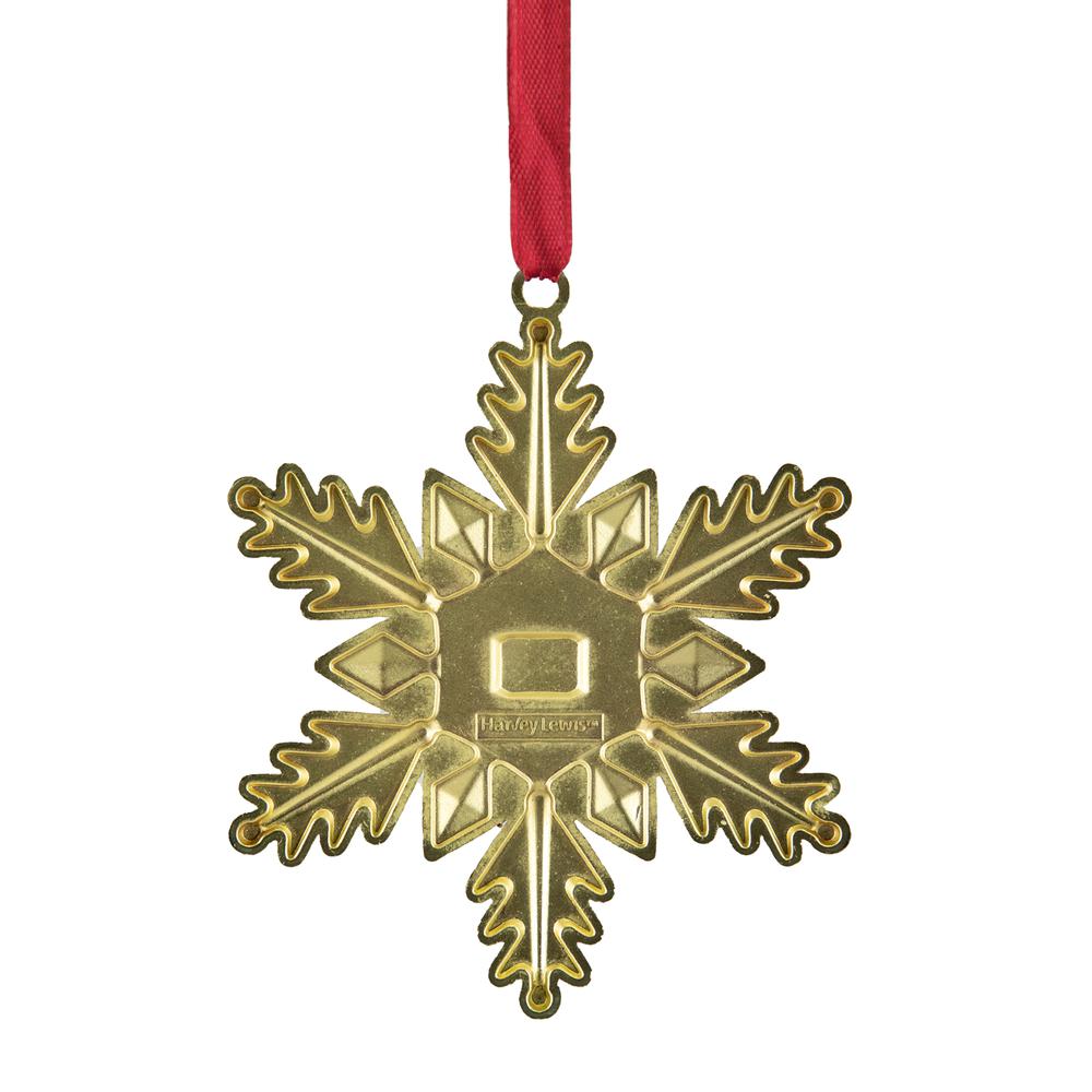 3.5" White Brass-Plated Snowflake Christmas Ornament with European Crystals. Picture 3