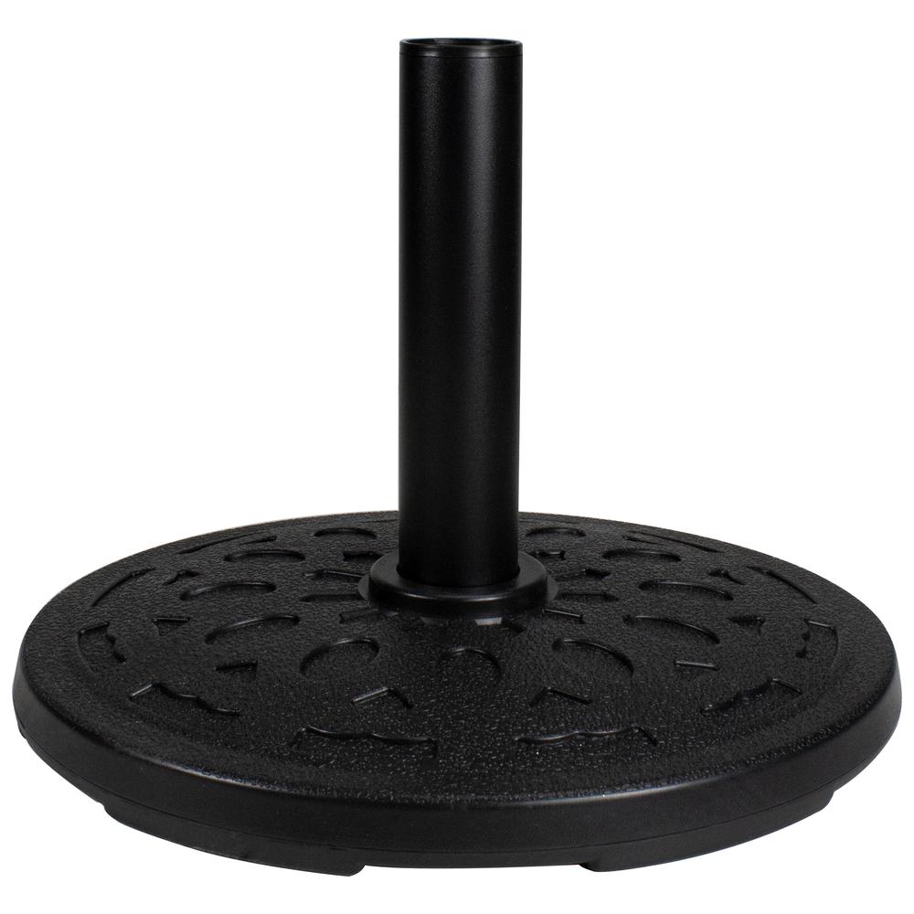 Black Flat Round Resin Base Stand for Patio Umbrella - 21lbs. Picture 1