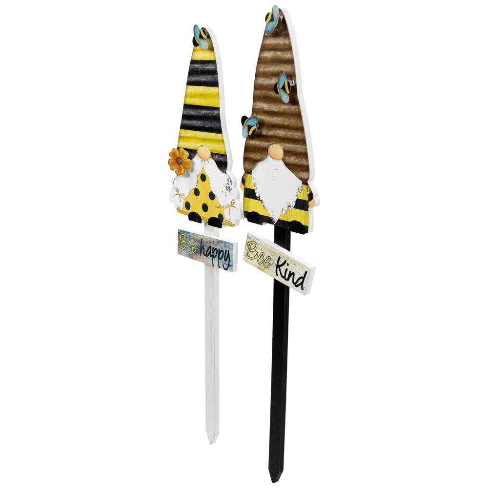 Bee Gnomes Wooden Garden Stakes - 24" - Set of 2. Picture 3