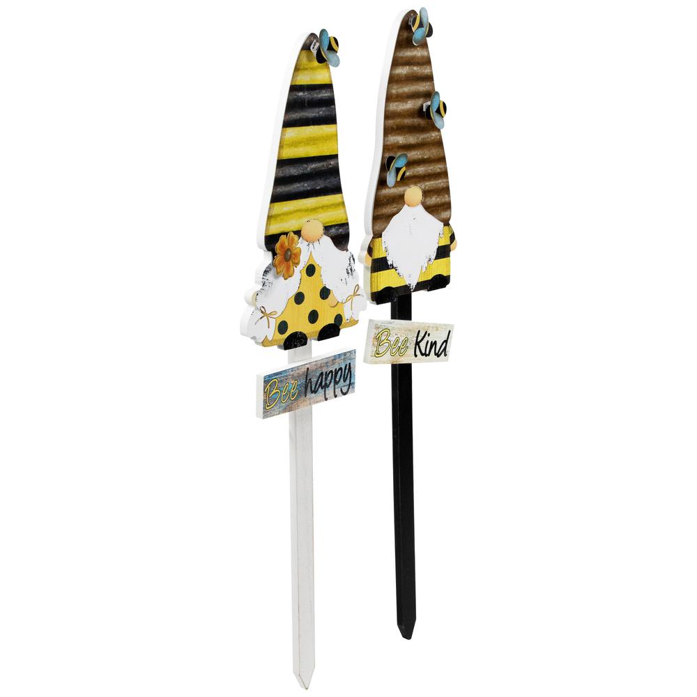 Bee Gnomes Wooden Garden Stakes - 24" - Set of 2. Picture 4