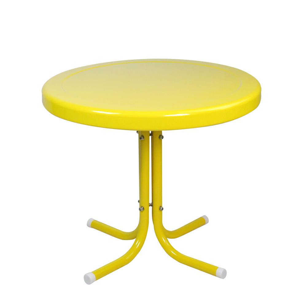 22" Outdoor Retro Tulip Side Table  Yellow. Picture 1