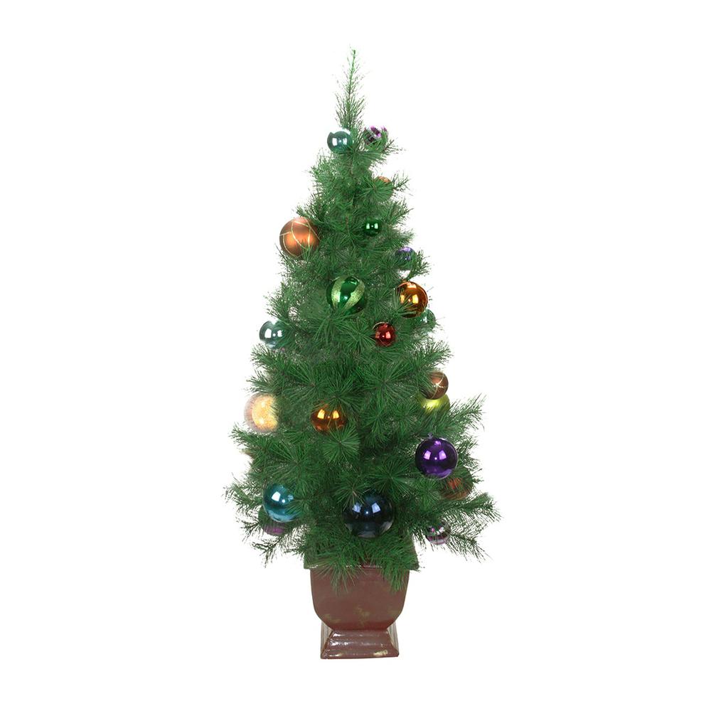 4' Potted Multi-Color Ball Ornament Artificial Christmas Tree - Unlit. Picture 1