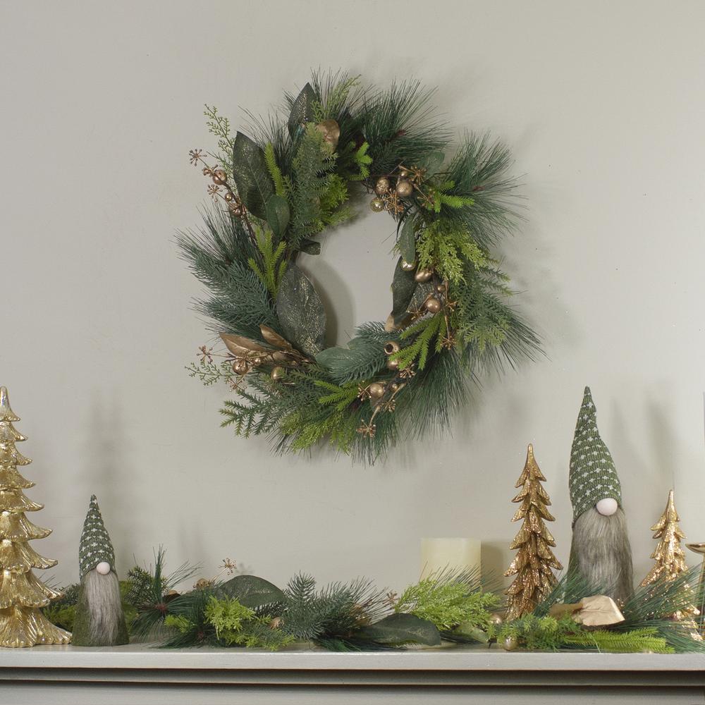 5' Leaves  Berry and Cedar Artificial Christmas Garland - Unlit. Picture 2