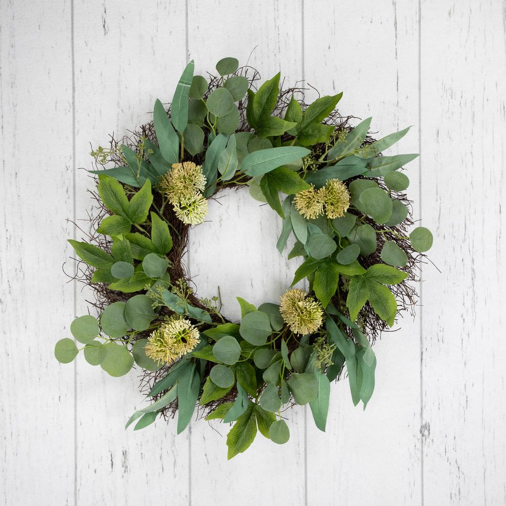 Eucalyptus and Olive Leaf Twig Spring Wreath  24-Inch. Picture 3