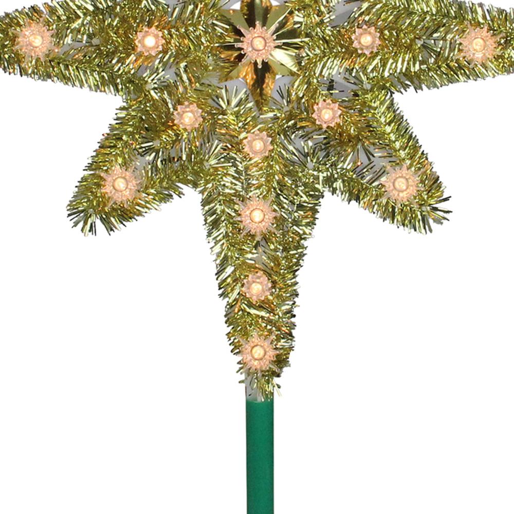 21" Gold Lighted Star of Bethlehem Christmas Tree Topper - Clear Lights. Picture 4