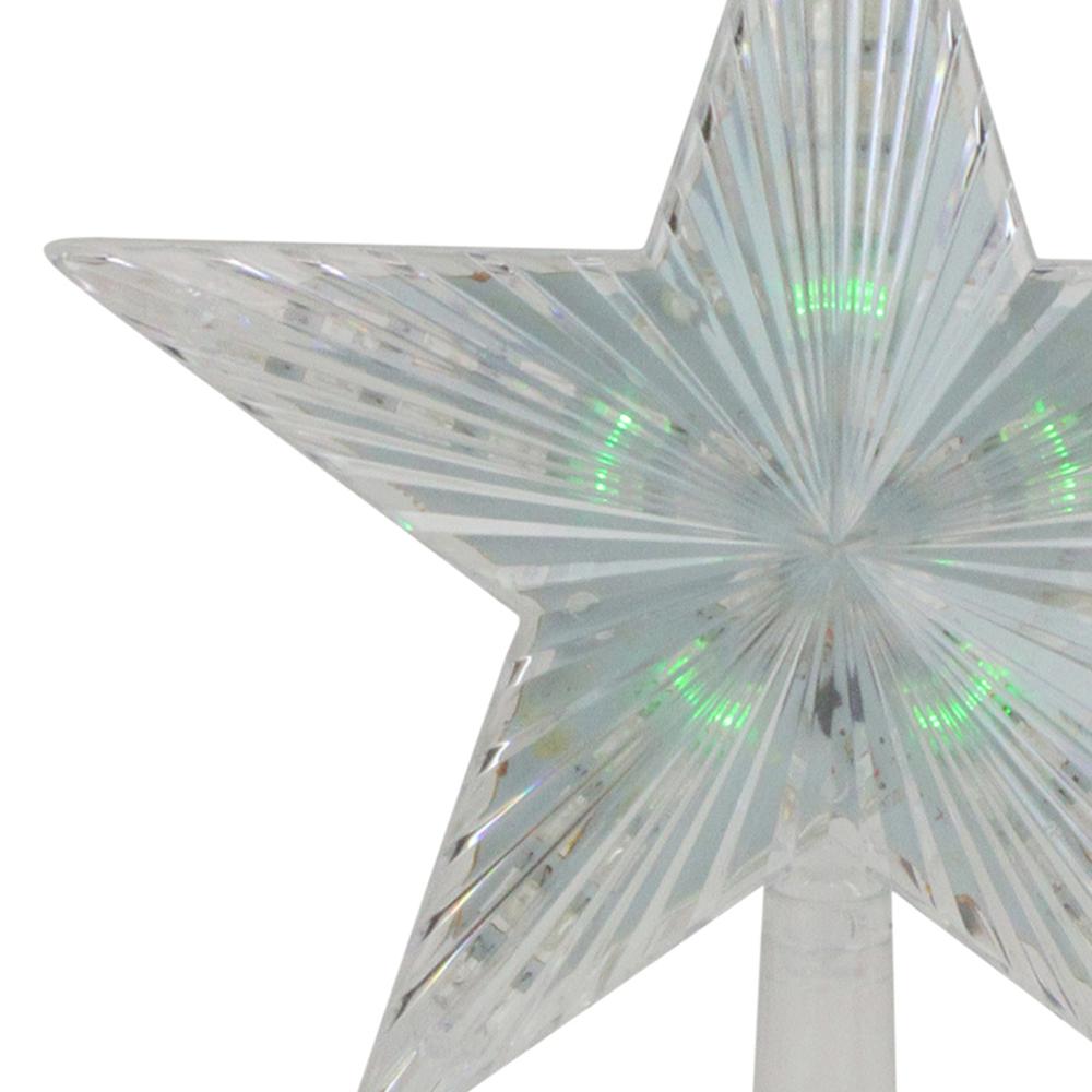 9" Pre-Lit Clear Crystal Star Christmas Tree Topper - Multicolor LED Lights. Picture 3
