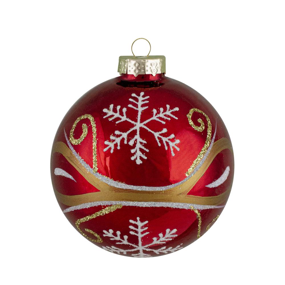 4ct Red and Gold Glass Hanging Christmas Ball Ornaments 2.5-Inch (67mm). Picture 2