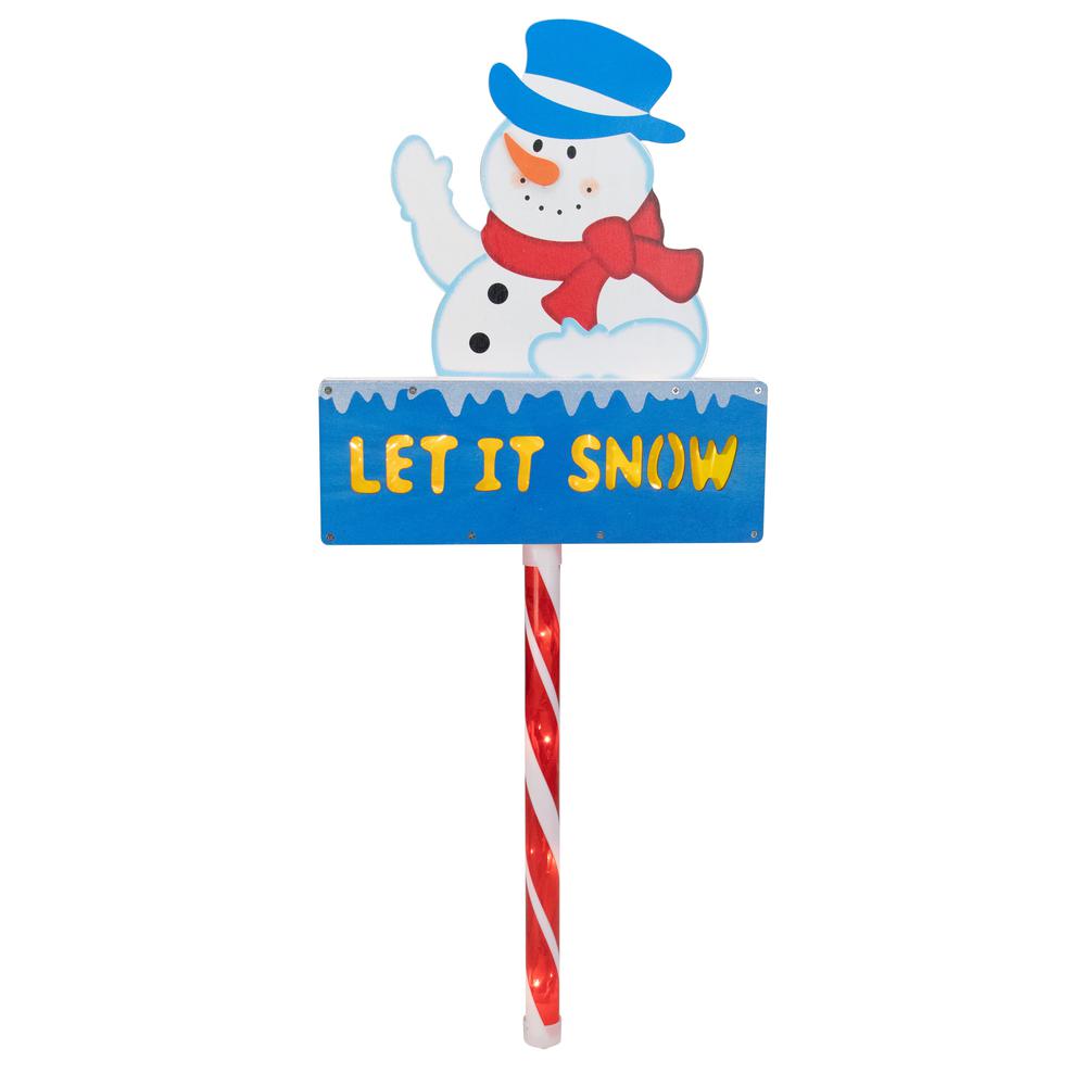 28.5" Lighted Snowman 'LET IT SNOW' Christmas Lawn Stake - Clear Lights. Picture 1