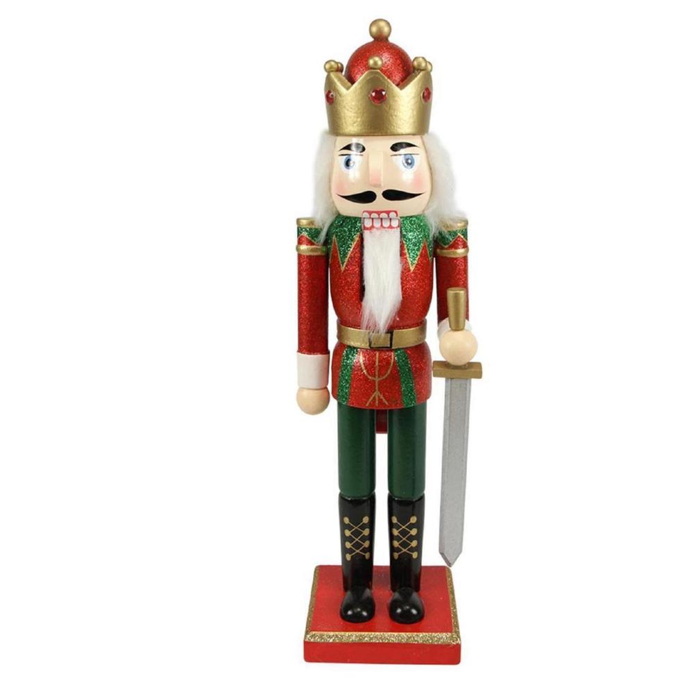 14" Red Glittered Nutcracker King with Sword Christmas Tabletop Figurine. Picture 2