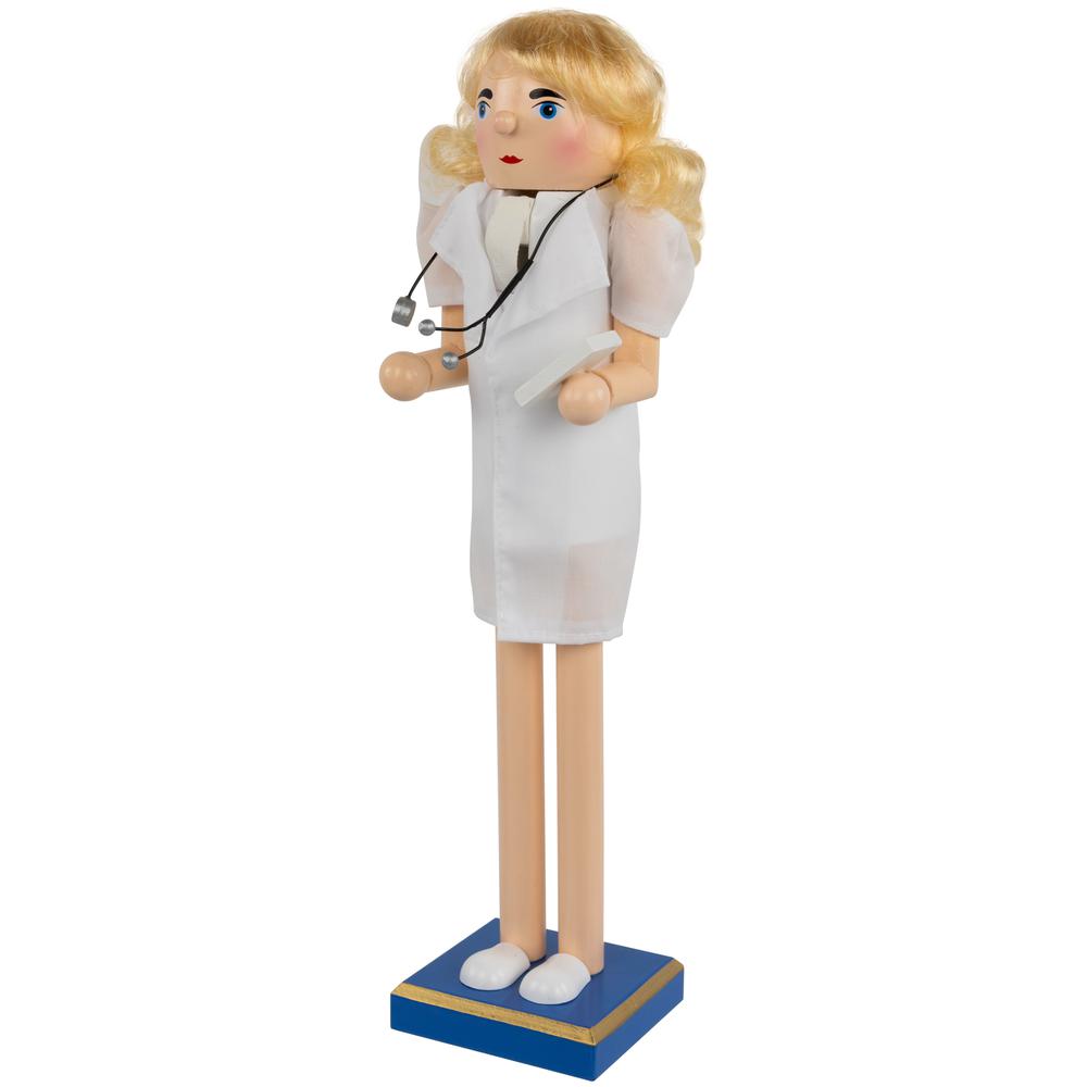 15" Nurse Christmas Nutcracker with Stethoscope. Picture 3