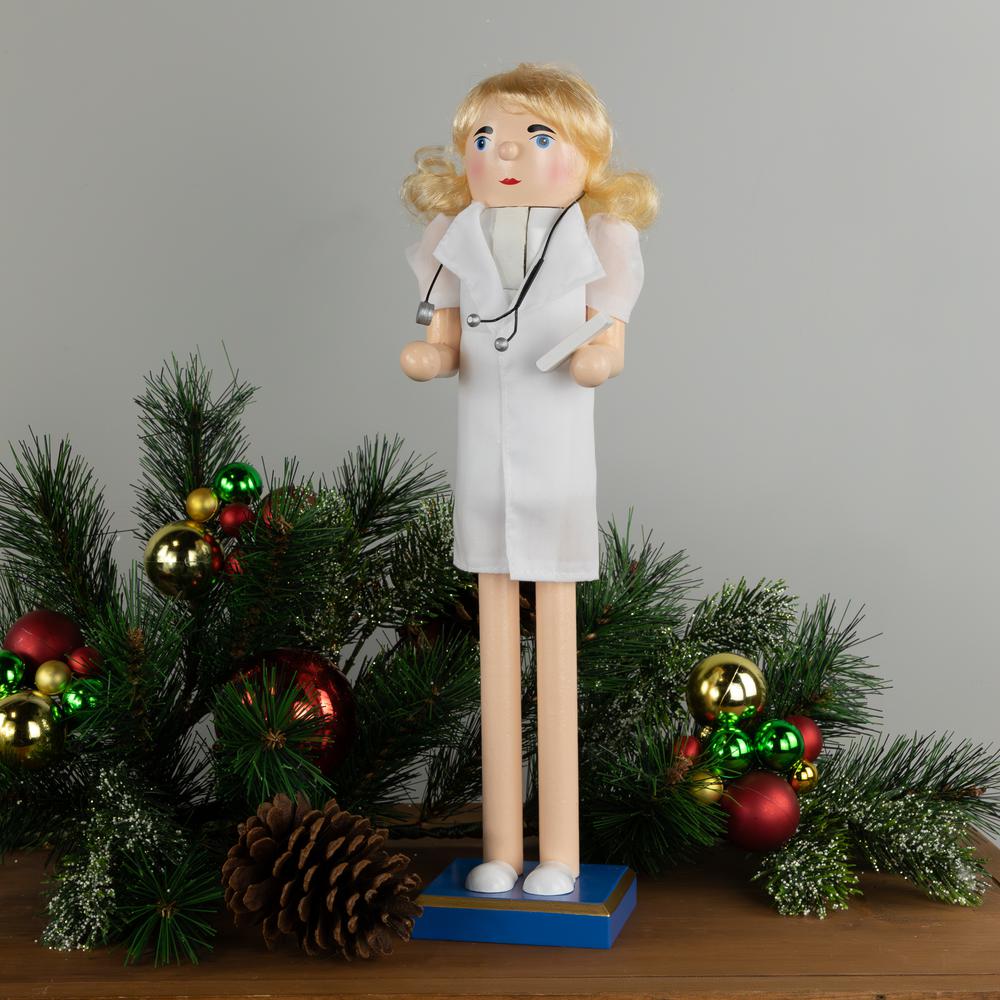 15" Nurse Christmas Nutcracker with Stethoscope. Picture 2