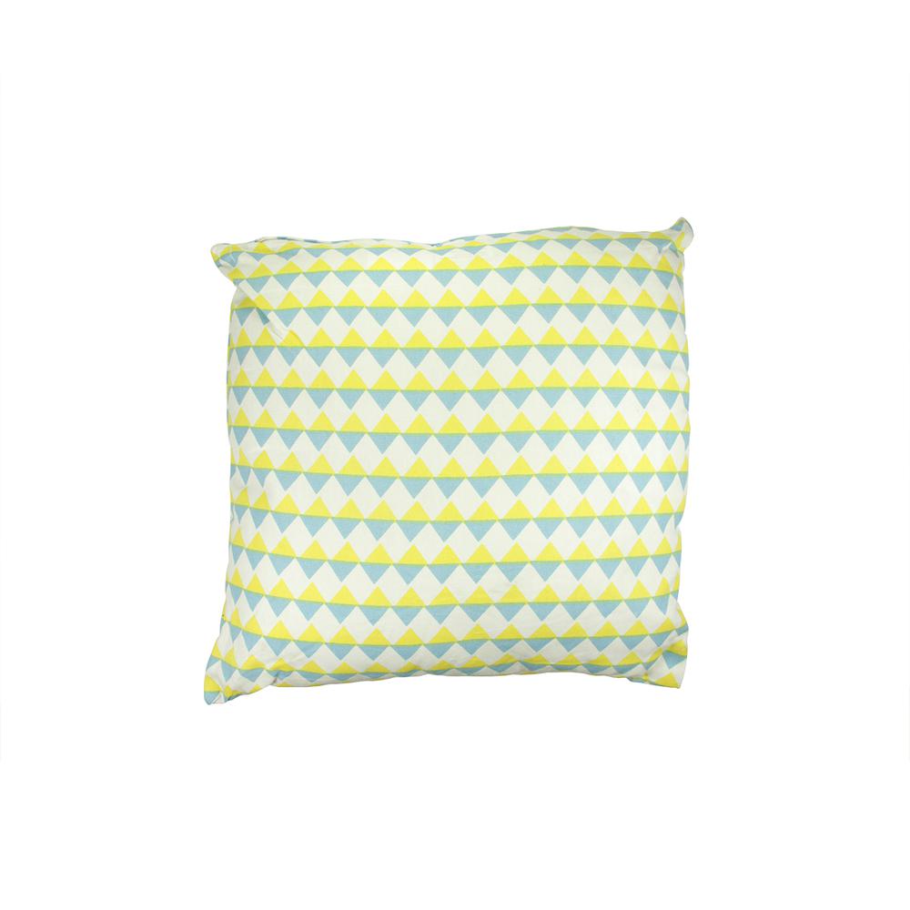 15.75" Blue and Yellow Diamond Motif Square Throw Pillow. Picture 1