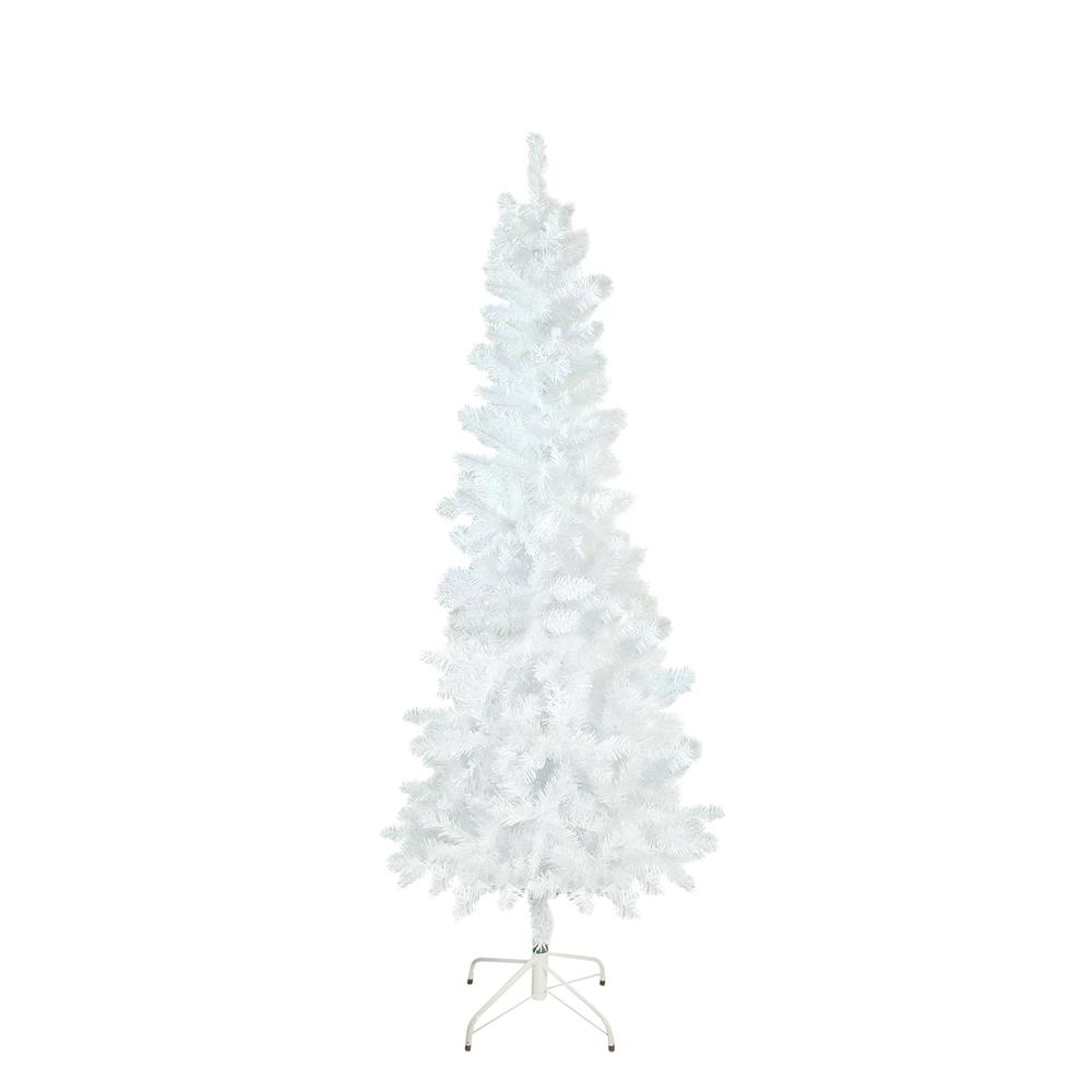 7.5' Pencil White Glimmer Iridescent Spruce Artificial Christmas Tree - Unlit. Picture 1