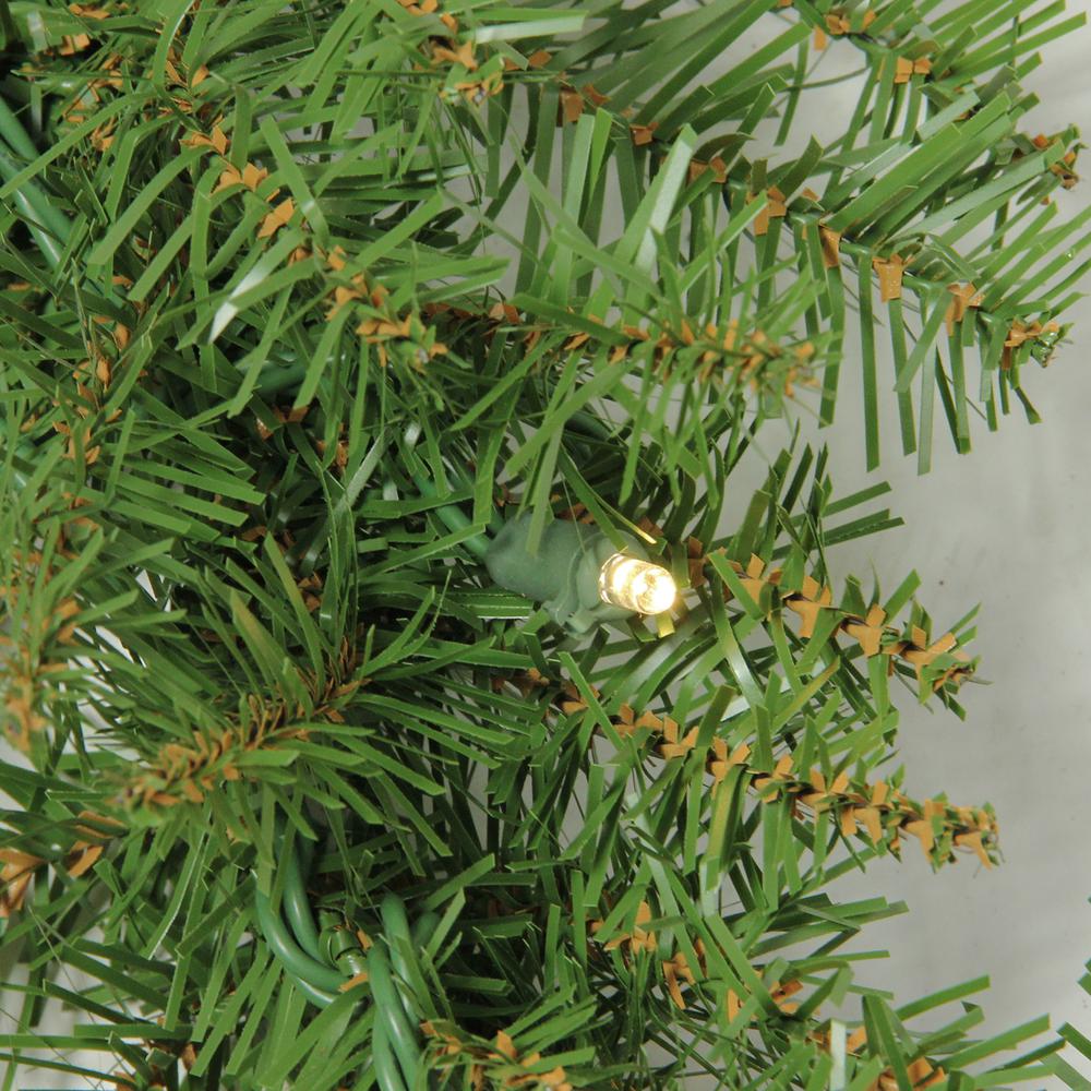 9' x 10" Pre-Lit Northern Pine Artificial Christmas Garland - Warm White LED Lights. Picture 2