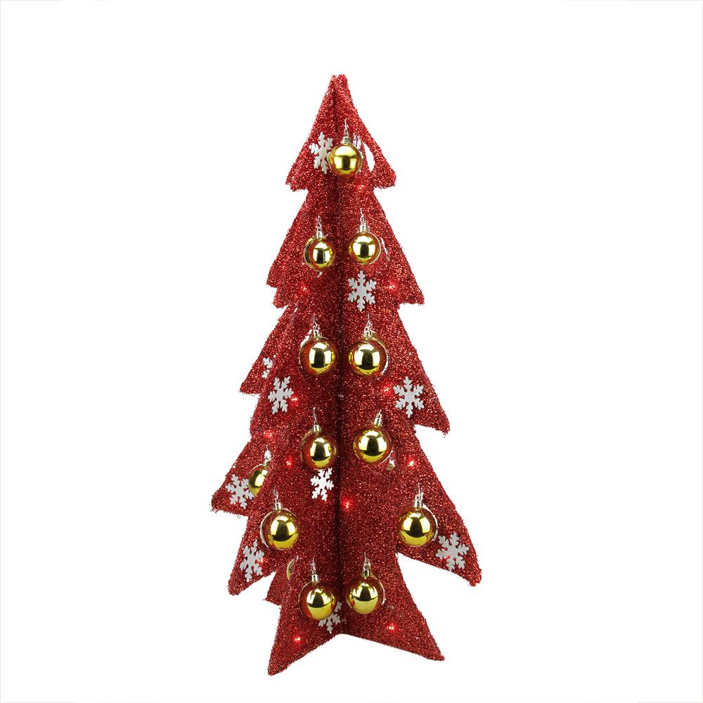 2.25' Pre-Lit Slim Tinsel Artificial Christmas Tree - Red Lights. Picture 1
