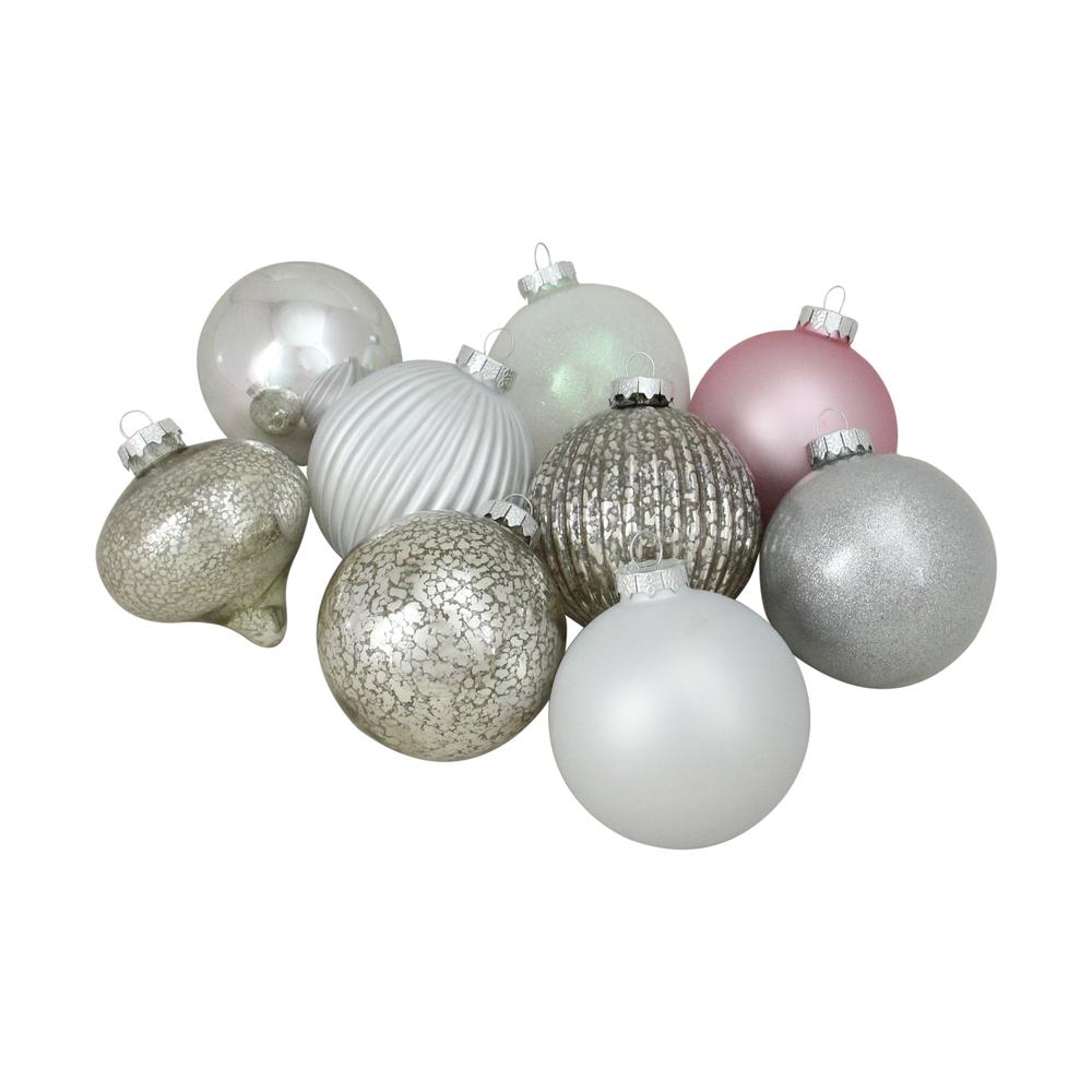 9ct Silver 3-Finish Shatterproof Christmas Ball and Onion Ornaments 3.75" (95mm). Picture 1