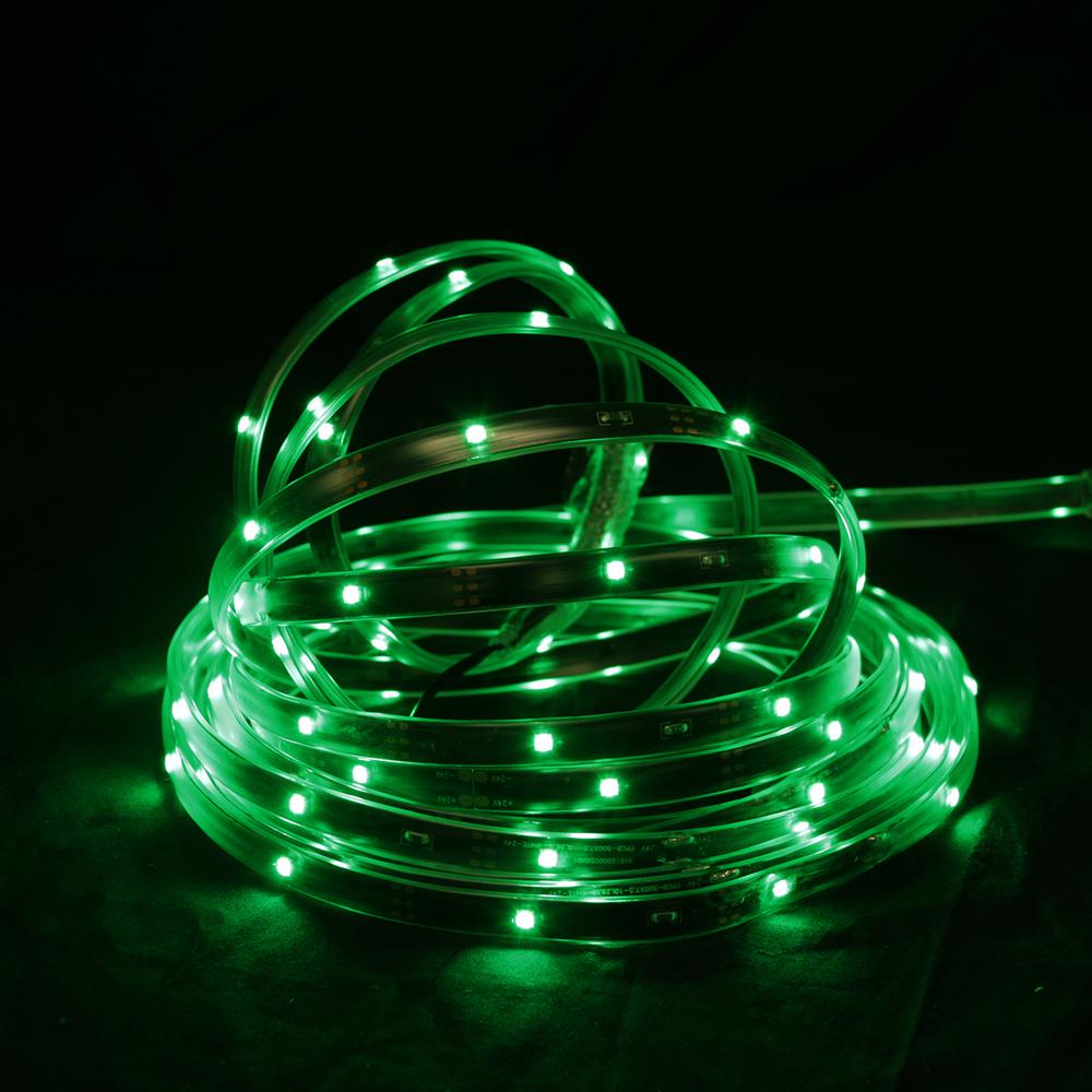 18' Green LED Outdoor Christmas Linear Tape Lighting - Black Finish. Picture 1