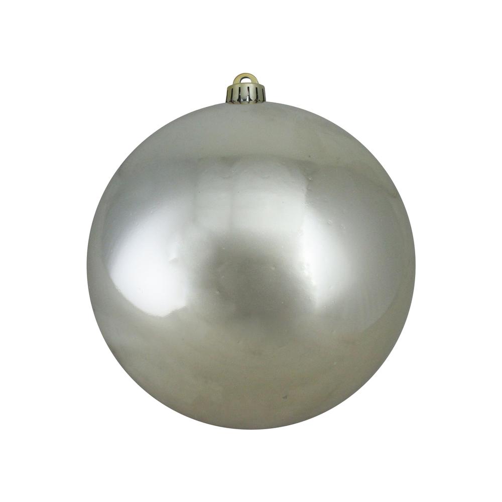 Shiny Champagne Gold UV Resistant Commercial Shatterproof Christmas Ball Ornament 8" (200mm). Picture 1