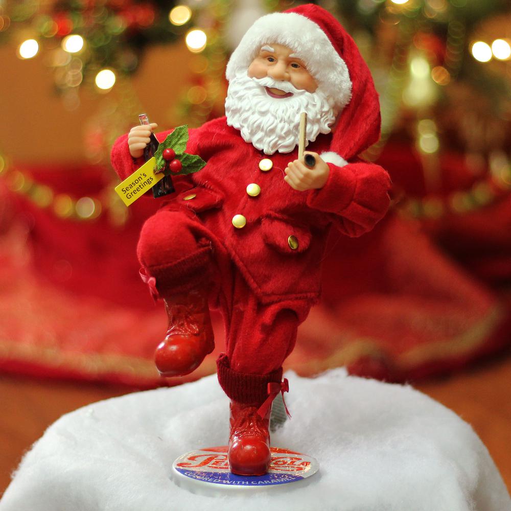 12" Red and White Santa Claus Standing on Pepsi-Cola Bottle Cap Christmas Figurine. Picture 2