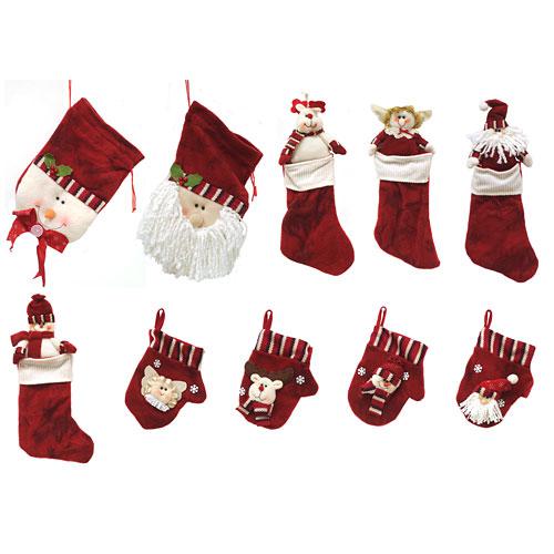 Pack of 10 Red Christmas Stocking and Gift Bag Set 14.5". Picture 2