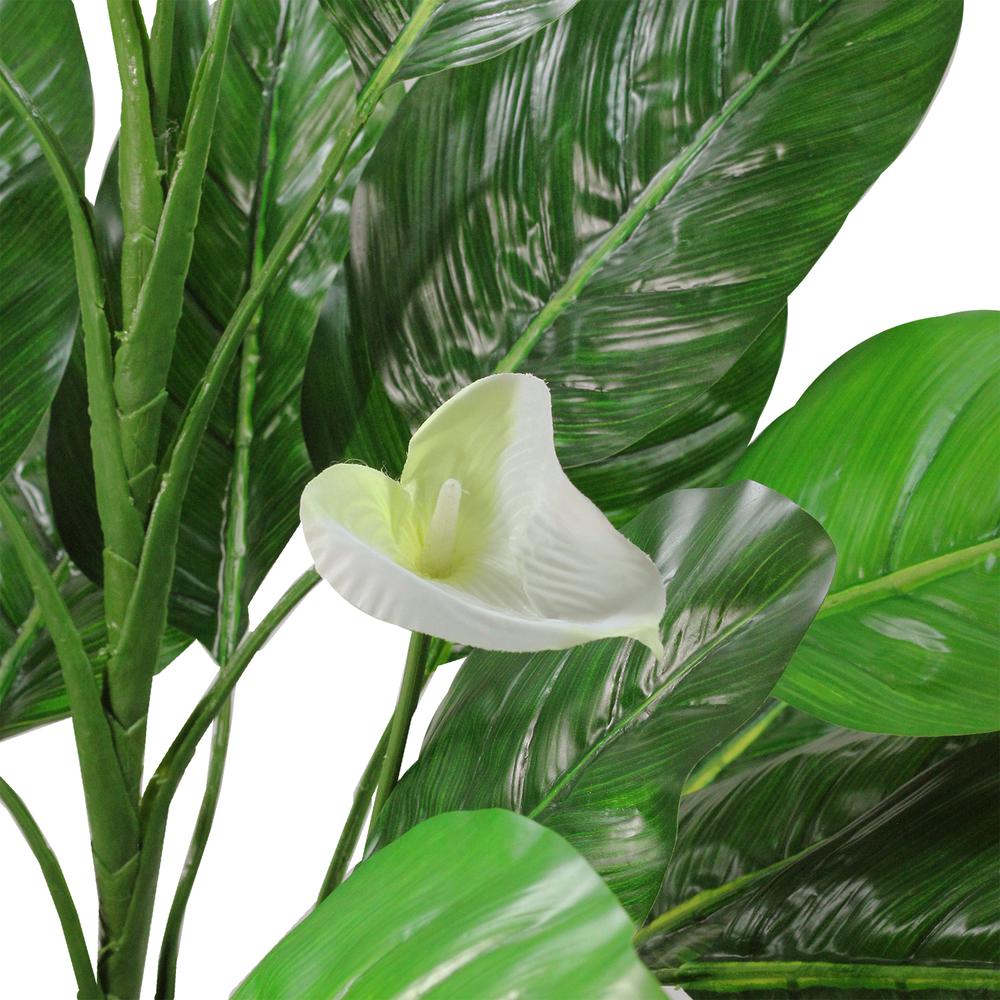 47.5" Potted Green and White Artificial Tropical Peace Lily Spathe Plant. Picture 2
